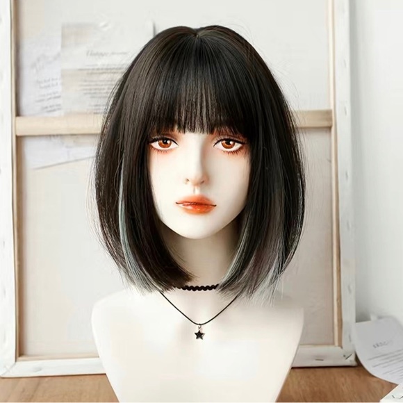 Short Straight Hair Wig Bob Hair Wig With Bangs - Picture 1 of 5